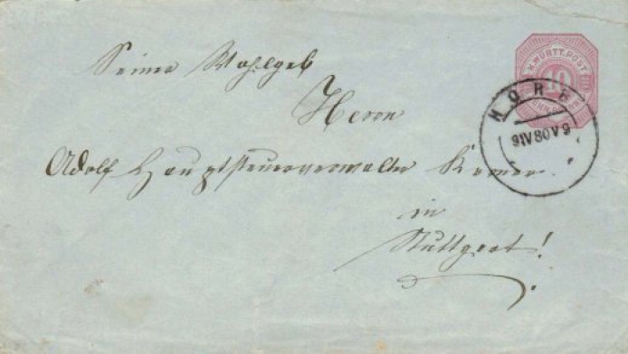 10-Pfennig-Umschlag von Horb nach Stuttgart 10-Pfennig-Umschlag von Horb nach Stuttgart